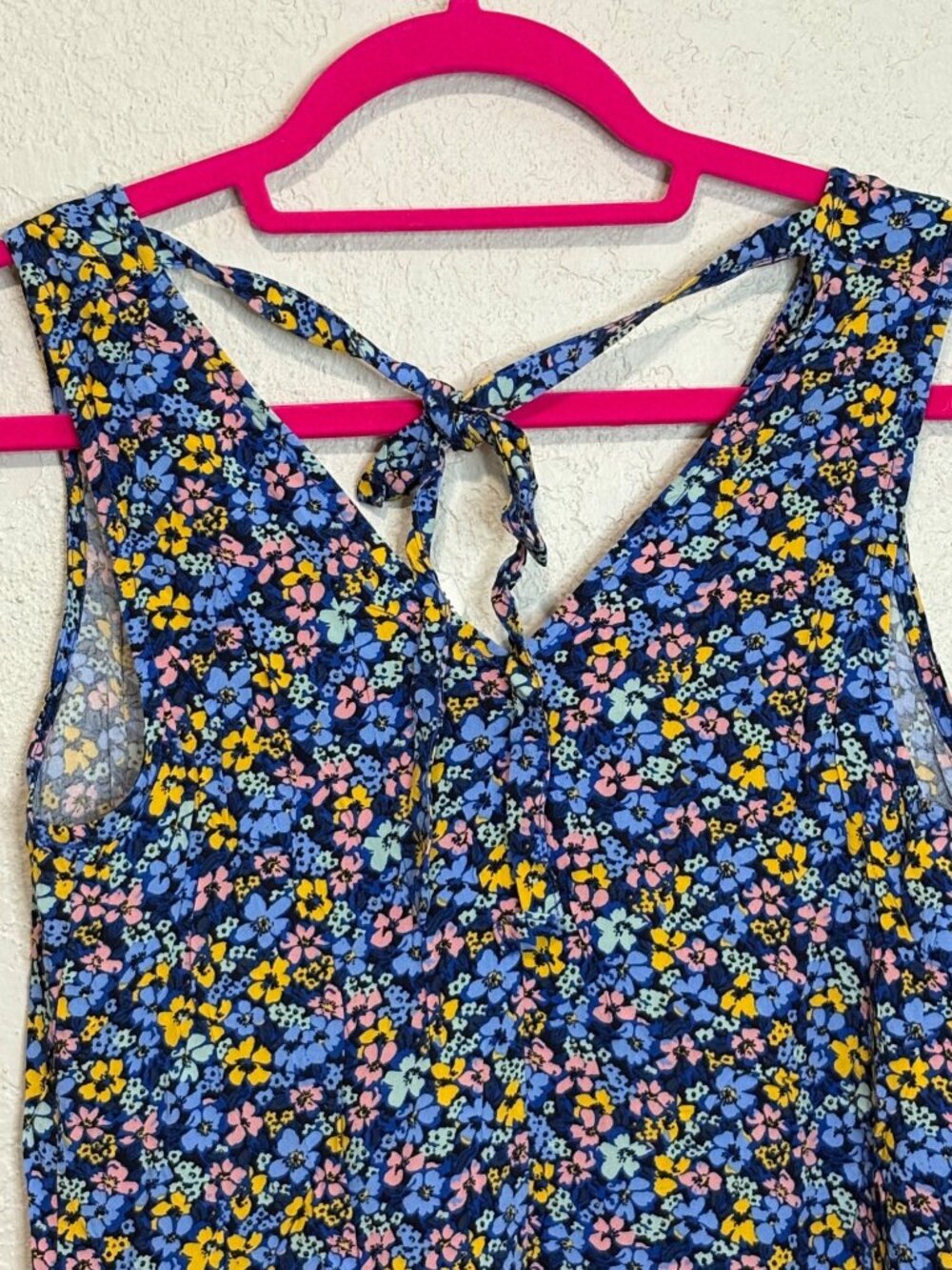 Gap Womens XS Floral Sleeveless Dress With Tie Back Blue Yellow Pink Lightweight - Picture 8 of 11